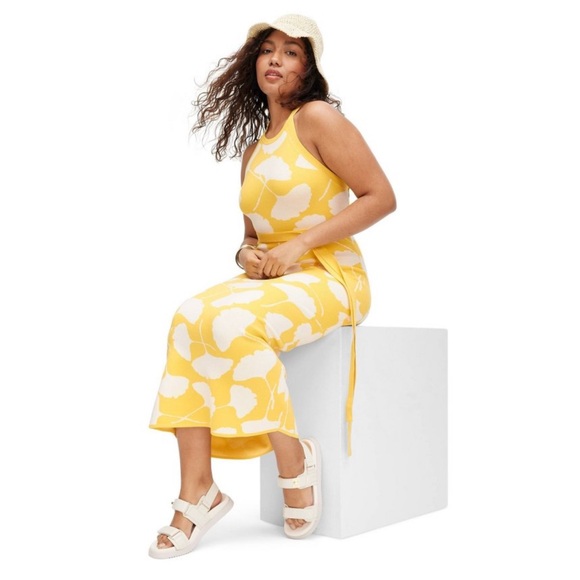 DVF for Target Halter Tie Neck Ginkgo Yellow Sweater Knit Midi Dress Small - Picture 6 of 8